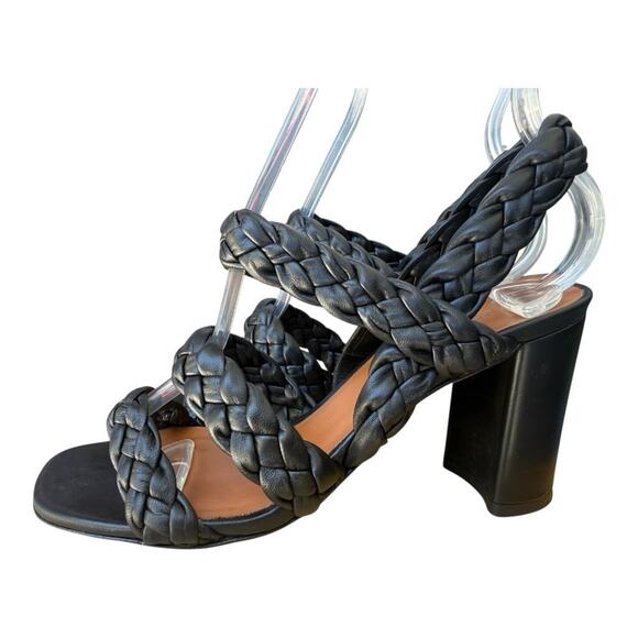 Me + Em Braided Leather Slingback Sandal Heel Women size 37 US 7 - Picture 2 of 7